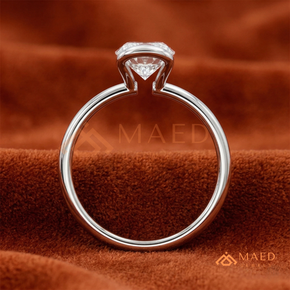 The Aria Oval Half-Bezel Engagement Ring – Silver, 14K Yellow & Rose Gold