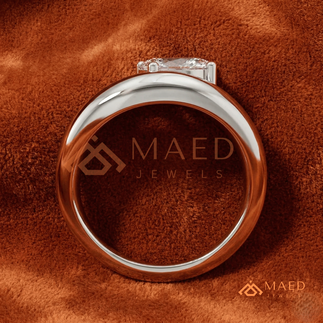 Sculptural Wave East-West Oval Engagement Ring in Silver, 14K Gold & Rose Gold