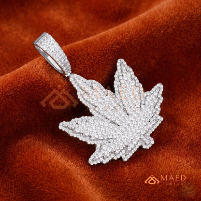 Iced Out Leaf Diamond Pendant | 14K Gold, Rose Gold & Sterling Silver