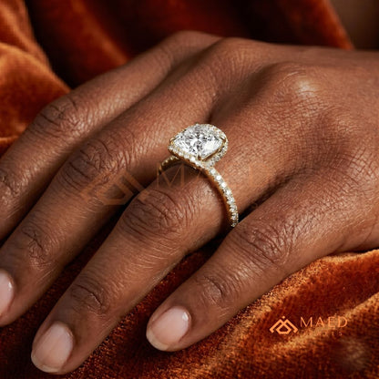 Modern Round Cut Open Arc Halo Engagement Ring in 14K Gold, Rose Gold & Silver