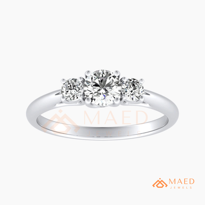 Classic Round Brilliant Cut Three Stone Ring | 14k Gold, Rose Gold & Silver