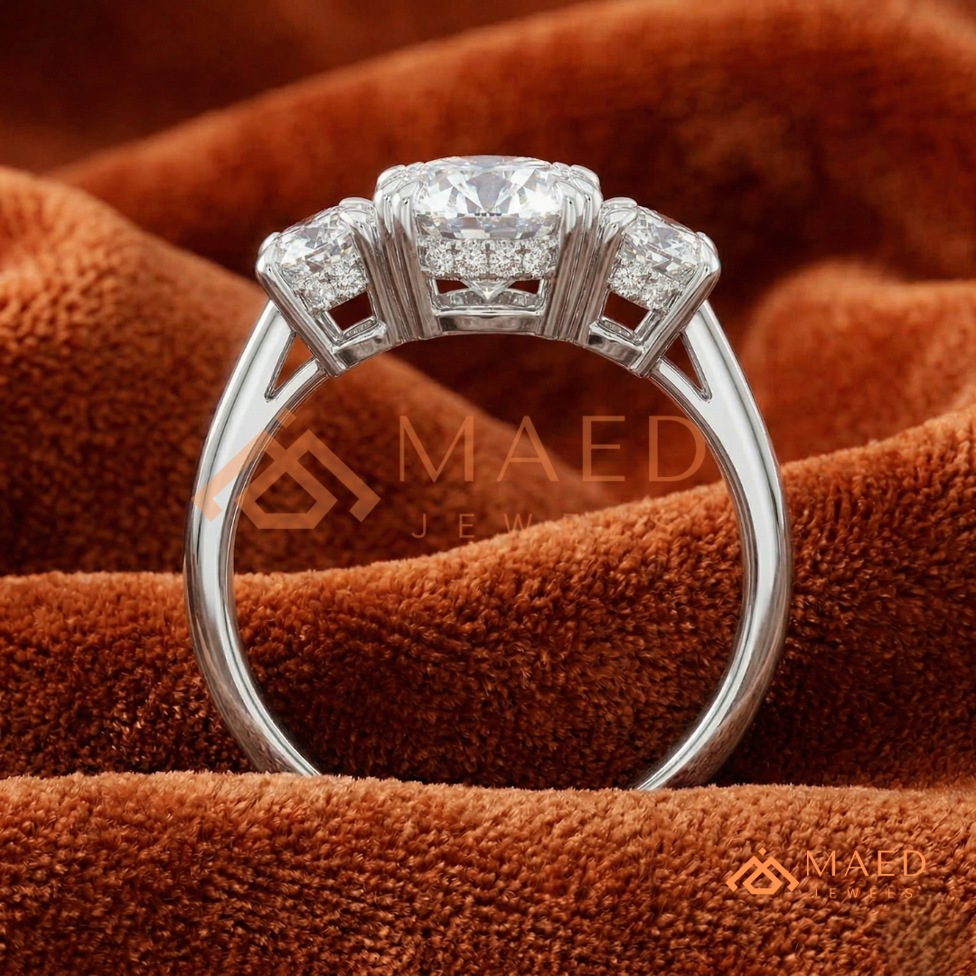 Three-Stone Oval Diamond Simulant Ring (14k White, Yellow, Rose Gold & Sterling Silver)