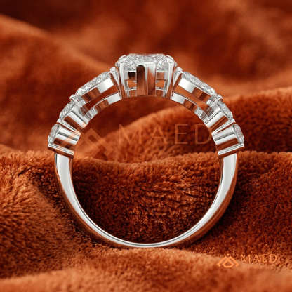 Marquise Cut Leaf Cluster Engagement Ring | 14k Gold, Rose Gold & Sterling Silver