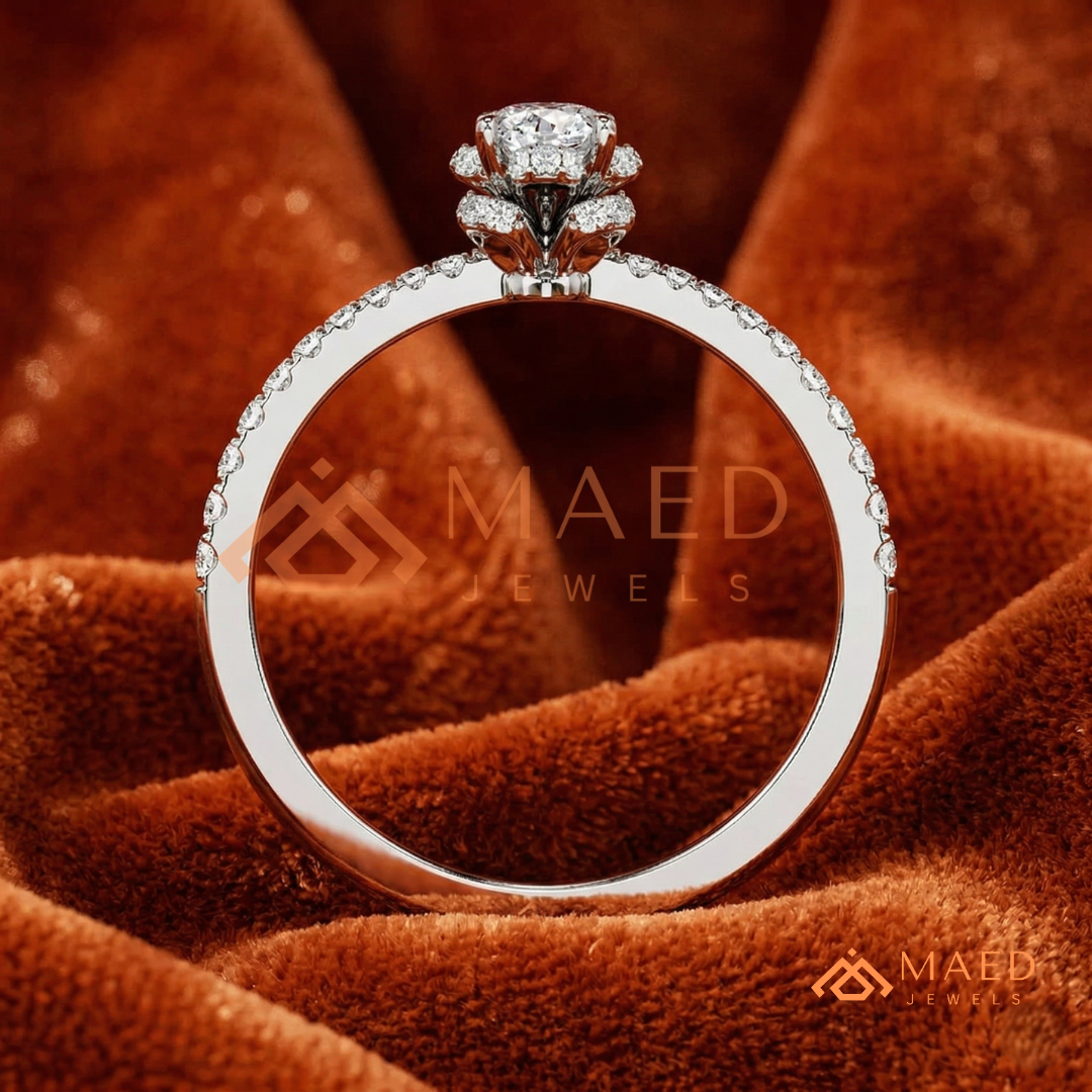 Vintage Oval Cut Halo Engagement Ring in 14K Gold, Rose Gold & Silver