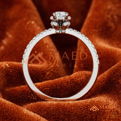 Vintage Oval Cut Halo Engagement Ring in 14K Gold, Rose Gold & Silver