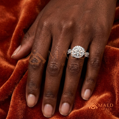Radiant Cut Double Halo Engagement Ring with Twisted Shank