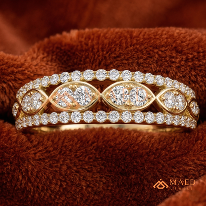Amara Two-Tone Milgrain Filigree Ring – Available in Silver, 14K Yellow & Rose Gold