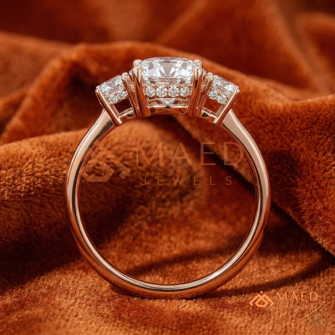 : Oval Cut 3-Stone Engagement Ring in Sterling Silver, 14K Gold & 14K Rose Gold