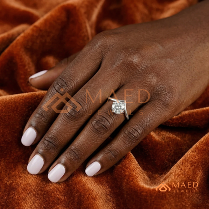 Round Cut Chevron Engagement Ring | V-Shaped Band Solitaire in Silver, 14K Gold, & 14K Rose Gold