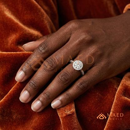 Vintage Milgrain Halo Diamond Simulant Ring in 14K Yellow Gold, Rose Gold & Silver