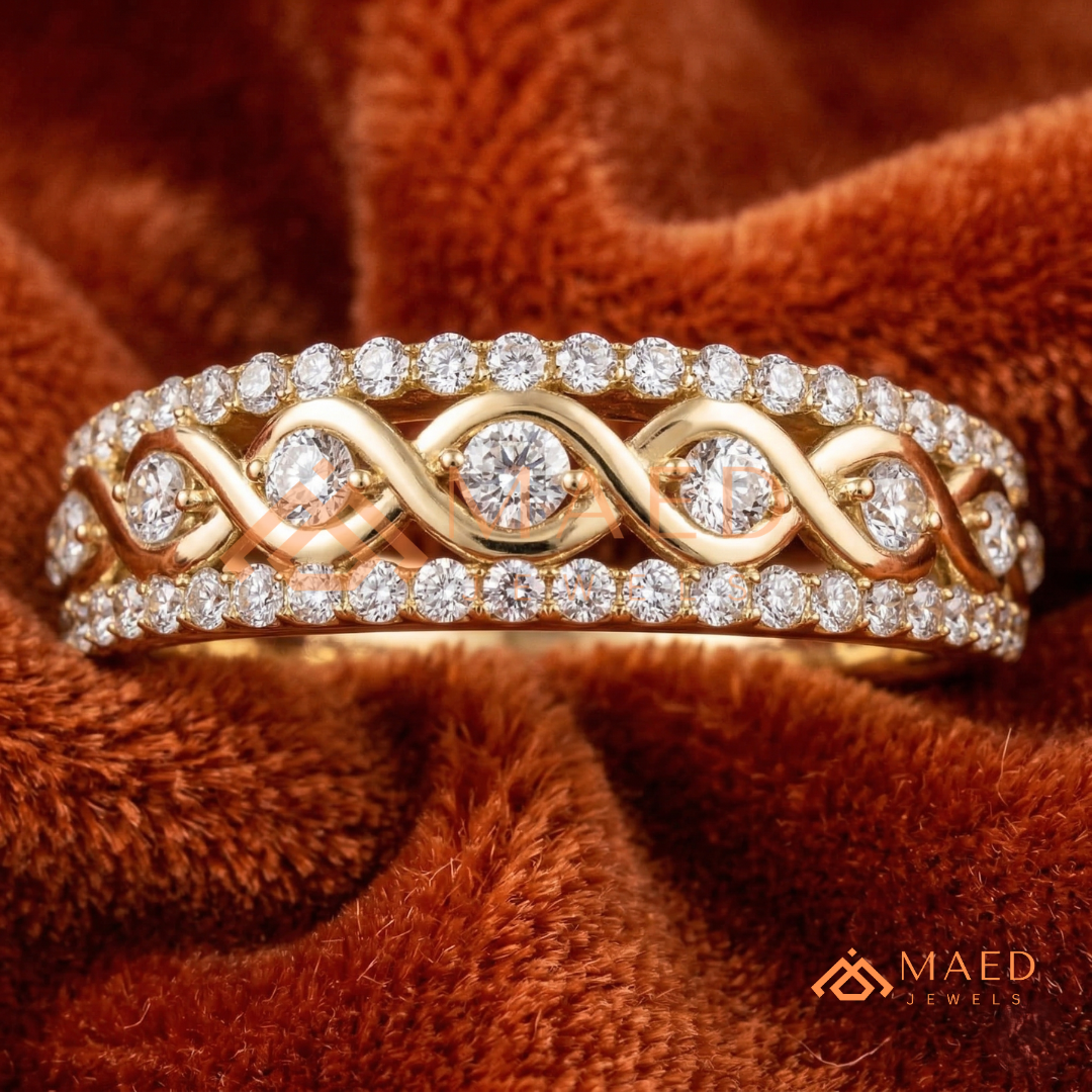 Infinite Love Braided Pavé Statement Ring in Silver, 14K Yellow Gold, or Rose Gold