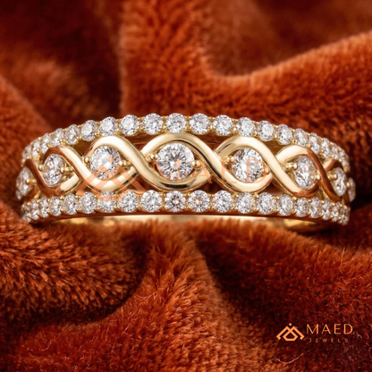 Infinite Love Braided Pavé Statement Ring in Silver, 14K Yellow Gold, or Rose Gold