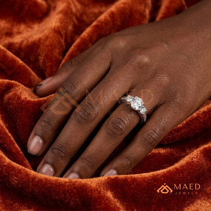 Past Present Future Round Cut Ring in 14K Yellow Gold, Rose Gold & Sterling Silver