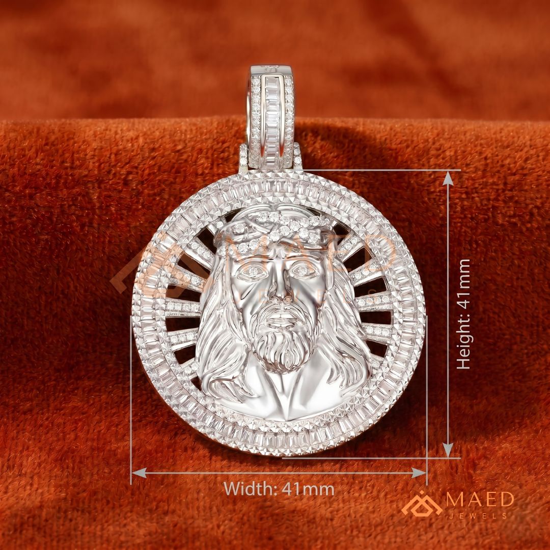 Diamond Jesus Piece Medallion Pendant | 14K Gold, Rose Gold & Sterling Silver