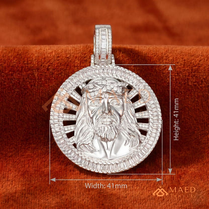 Diamond Jesus Piece Medallion Pendant | 14K Gold, Rose Gold & Sterling Silver