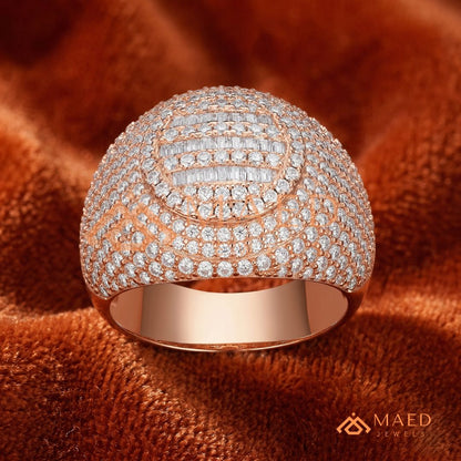Heavy Square Iced Baguette Signet Ring – 925 Silver, 14K Gold & Rose Gold