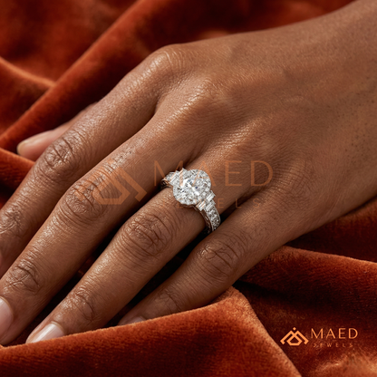 Heirloom Oval Halo [Gemstone Type] Ring with Filigree Band in 14K Gold, Rose Gold & Silver