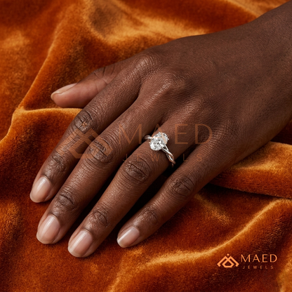 Braided Solitaire Oval Cut Ring in 14K Yellow Gold, Rose Gold & Silver