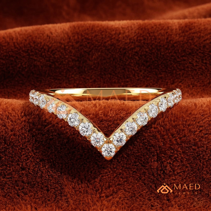 Curved V-Shaped Contoured Nesting Ring in Silver, 14K Yellow Gold, or Rose Gold