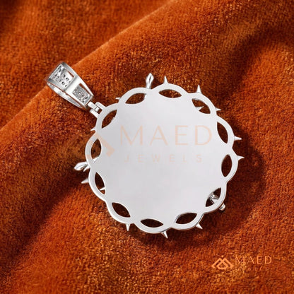 Iced Out Crown of Thorns Jesus Piece Pendant - Available in Silver, 14K Gold & 14K Rose Gold