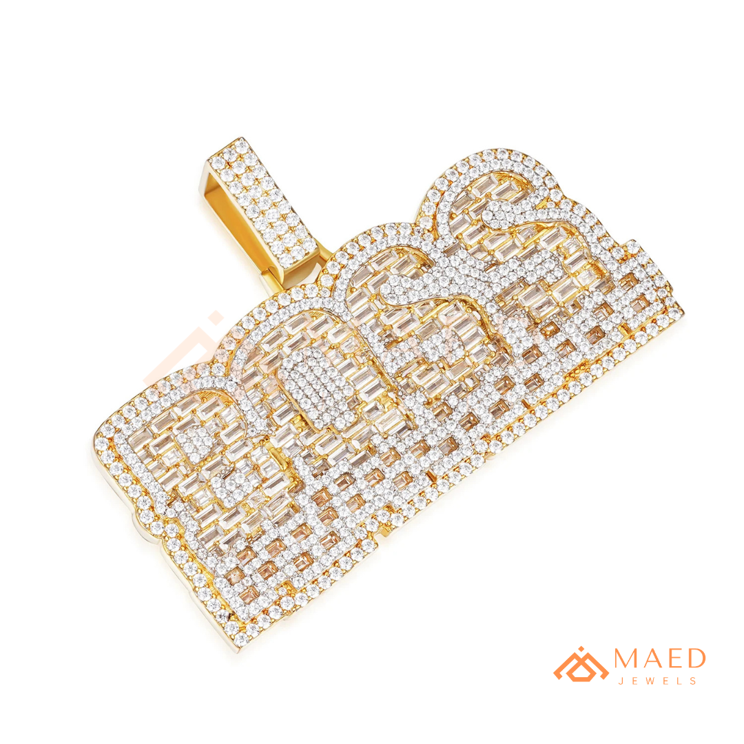 BOSS Luxury Diamond Letter Pendant - Sterling Silver, 14K Gold & Rose Gold