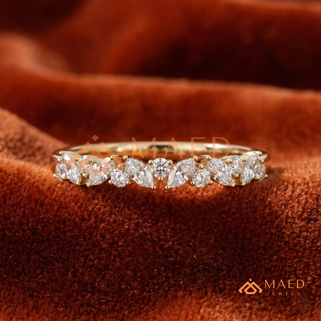 Aria Floating Marquise Cluster Eternity Band | Silver, 14K Yellow, & Rose Gold