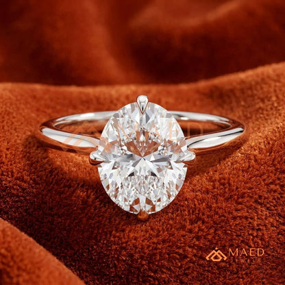 Elongated Oval Cut Solitaire Engagement Ring | 14k Gold, Rose Gold & Sterling Silver
