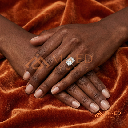 Radiant Cut Diamond Bezel Solitaire Ring | 14k Gold, Rose Gold & Sterling Silver