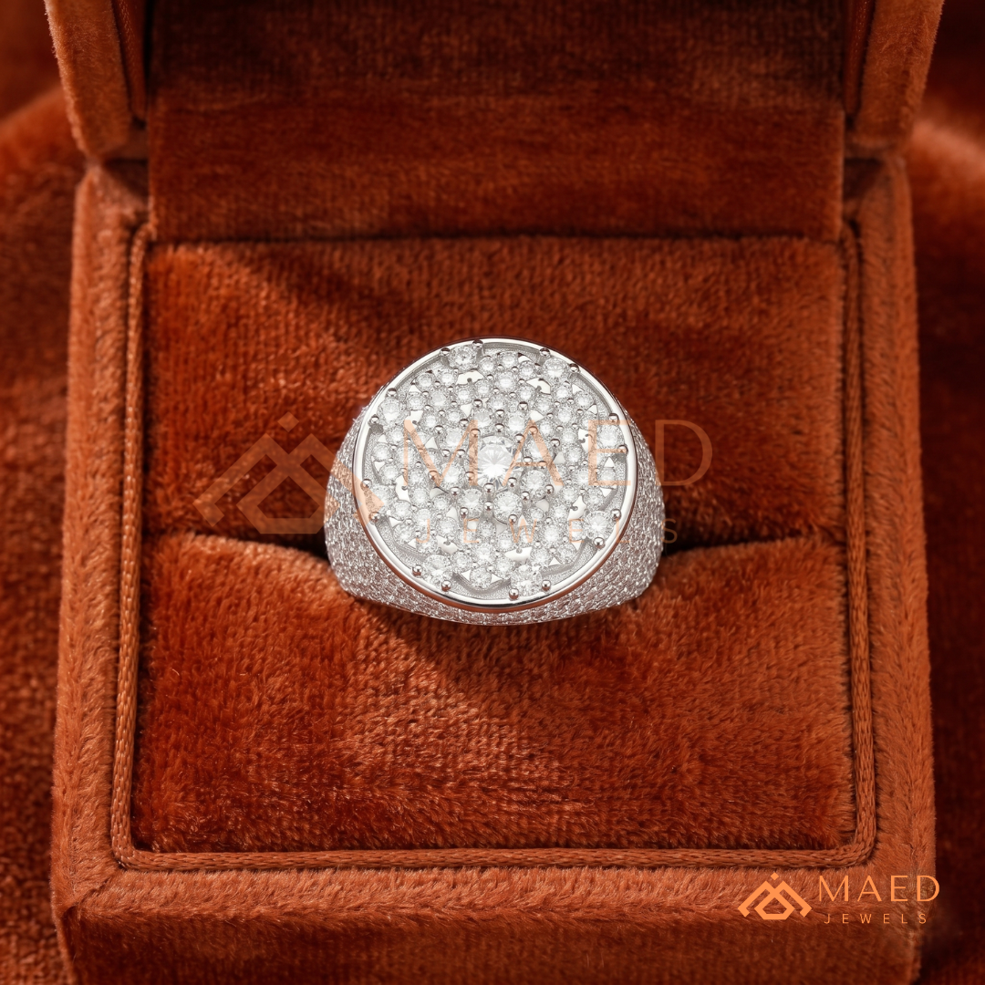 Men's Round Cluster Pave Statement Ring | Sterling Silver, 14K Gold & Rose Gold