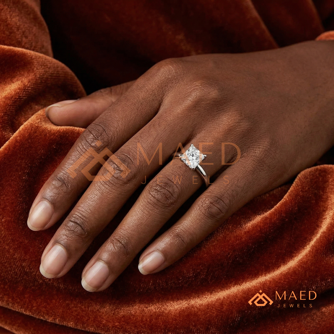 Princess Cut Hidden Halo Engagement Ring in 14K Gold & Sterling Silver