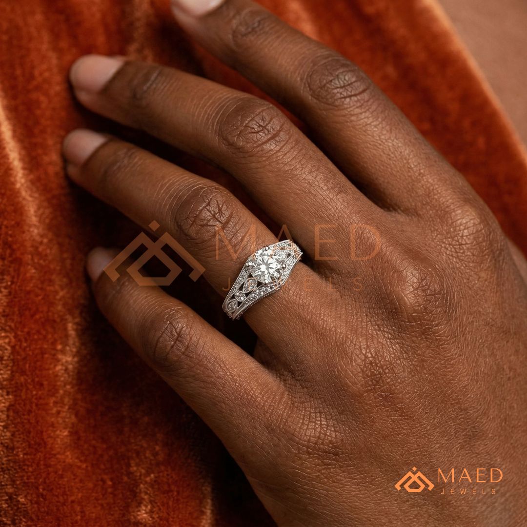 Vintage Filigree Engagement Ring – Art Deco Inspired Diamond Ring