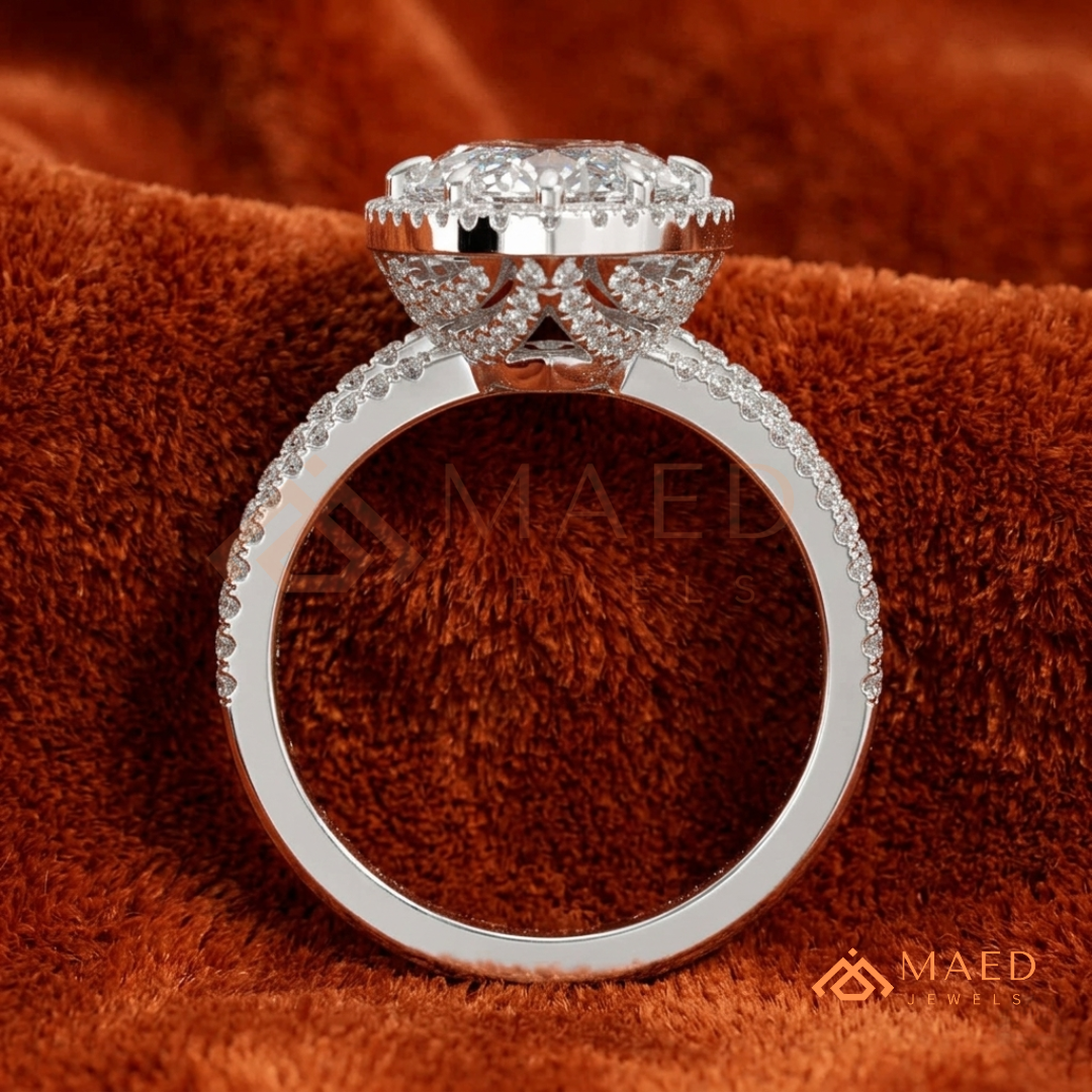 Classic Oval Cut Solitaire Engagement Ring with Split Shank Pave Band in Silver, 14K Gold & Rose Gold