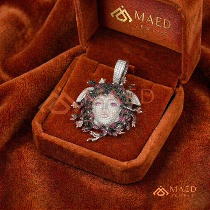 Fully Flooded Multi-Color Medusa Head Charm – Exotic Serpent Pendant