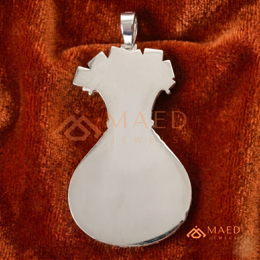 Iced Out Money Bag Pendant with Dollar Sign in Silver, 14K Yellow & Rose Gold