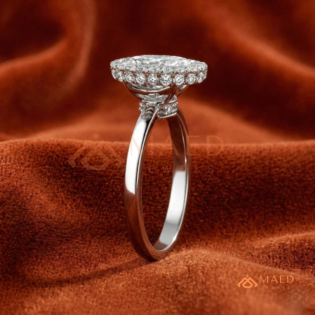 Classic Oval Cut Halo Engagement Ring in 14K Gold, Rose Gold & Silver