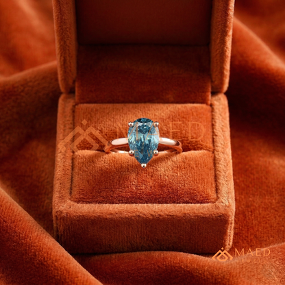 The Oceanne Pear Cut Solitaire Ring | Silver, 14K Yellow, & Rose Gold