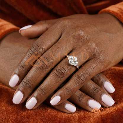 Oval Cut Marquise Cluster Engagement Ring | Nature Inspired Floral Wedding Ring | 14K Gold, Rose Gold & Sterling Silver