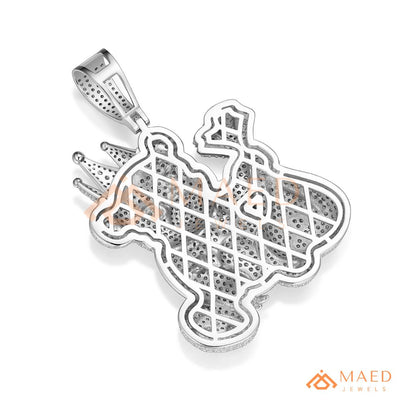 Fully Flooded 3D Money Bear Charm – Rich Teddy Stacks Pendant