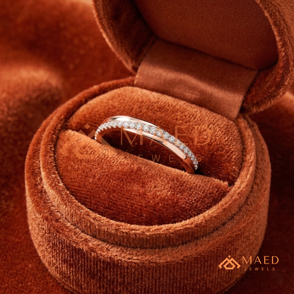 Scattered Baguette & Round Cut Diamond Wedding Band | Mosaic Cluster Anniversary Ring in Silver, 14K Gold, & Rose Gold