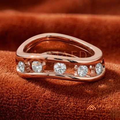 Contoured Open-Channel Diamond Ring | Silver, 14K Yellow & Rose Gold