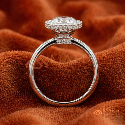 Classic Round Cut Moissanite Halo Engagement Ring in 925 Sterling Silver, 14K Gold & 14K Rose Gold | Solitaire Halo Wedding Ring for Women