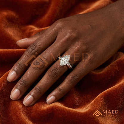 Marquise Cut Split Shank Engagement Ring in Sterling Silver, 14k Gold, or 14k Rose Gold