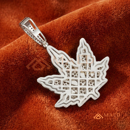 Iced Out Leaf Diamond Pendant | 14K Gold, Rose Gold & Sterling Silver