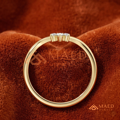 Pear Cut Cluster Chevron Wedding Band | V-Shaped Wishbone Tiara Ring in Silver, 14K Gold, & Rose Gold