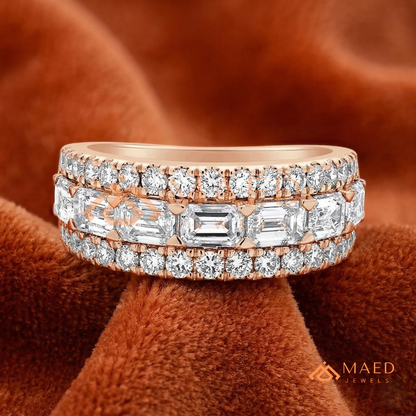 The Empress Triple-Row Eternity Band | Emerald & Round Cut Cluster Ring