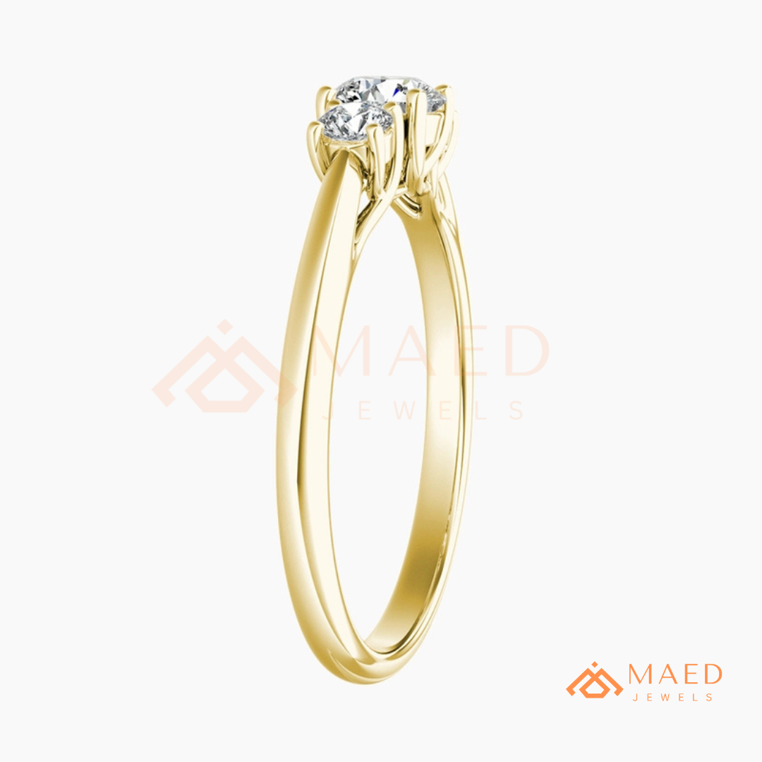 Classic Round Brilliant Cut Three Stone Ring | 14k Gold, Rose Gold & Silver