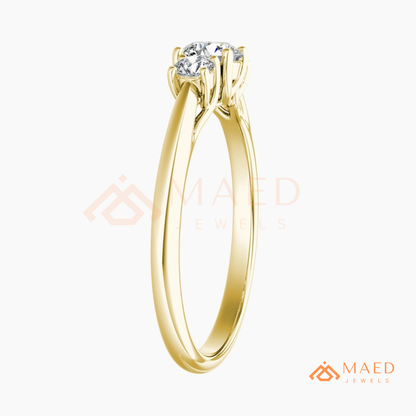 Classic Round Brilliant Cut Three Stone Ring | 14k Gold, Rose Gold & Silver
