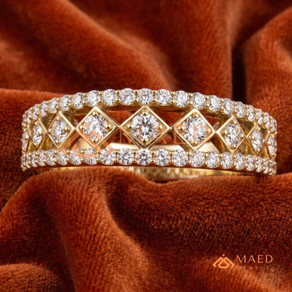 Geometric Openwork Pavé Statement Ring in Silver, 14K Yellow Gold, or Rose Gold