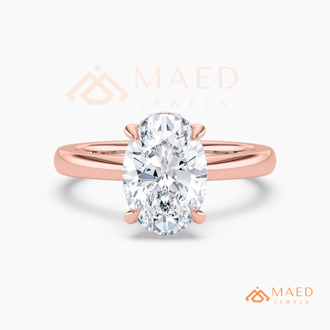 Classic Oval Cut Moissanite Solitaire Ring | 14K Gold, Rose Gold & Sterling Silver Engagement Ring for Women