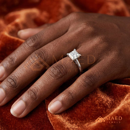 Classic Princess Cut Solitaire Engagement Ring | 14k Gold, Rose Gold & Sterling Silver